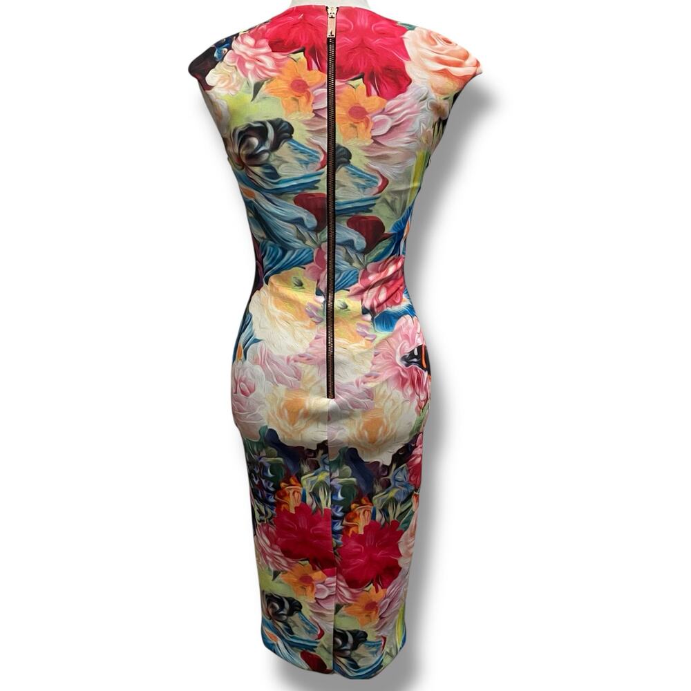 Ted Baker Odeela Floral Swirl-Print Sheath Dress Size 0 Bodycon Sleeveless - Picture 5 of 11